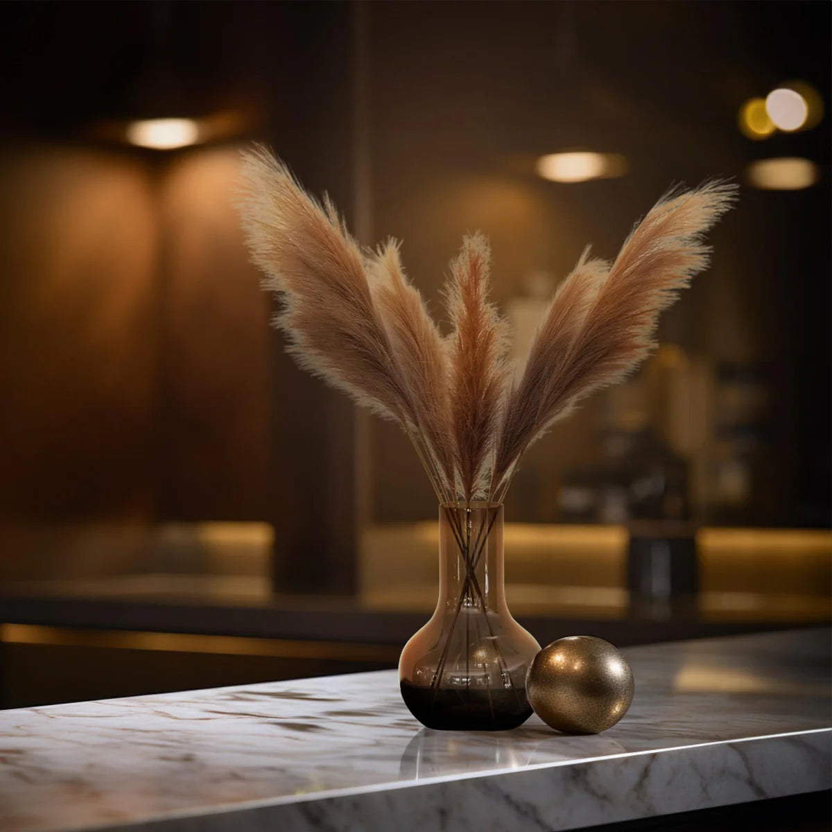 Pampas Plumes Kunstbloemen Bruin